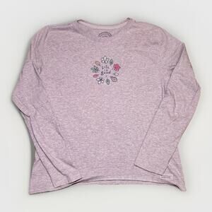 Life Is Good Women’s Long Sleeve Shirt Small Purple Heather Fall Leaves Graphic